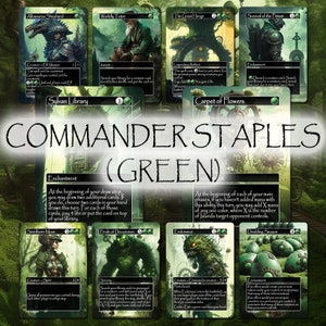 Commander Staples Green - Foil/Holographic (1 of each, 10 Total) - Magic Proxies - Full Art Proxy