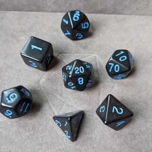 Neon Blue and Black -  DnD Dice Set - Polyhedral Dice Set - D&D Dice - TTRPG Dice - Dungeons and Dragons
