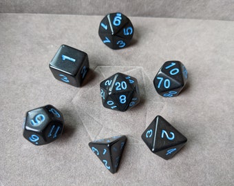Neon Blue and Black -  DnD Dice Set - Polyhedral Dice Set - D&D Dice - TTRPG Dice - Dungeons and Dragons
