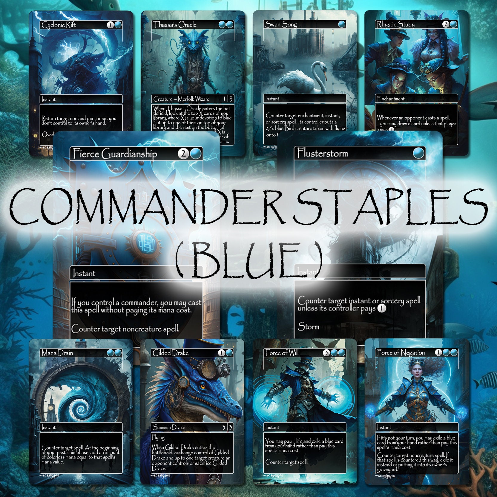 Commander Staples Blue - Foil/holographic (1 of Each, 10 Total