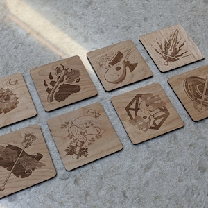 D&D Themed Drink Coasters! - 4&quot; Large Wooden Coaster
