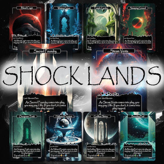 Foil/holographic Shock Lands (10 Card Pack) - Magic Proxies