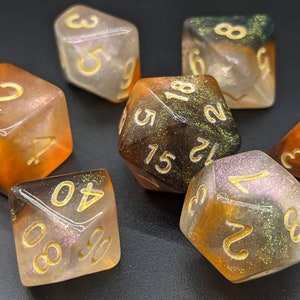 Orange Koi Nebula Galaxy Set -  DnD Dice Set - Polyhedral Dice Set - D&D Dice - TTRPG Dice - Dungeons and Dragons