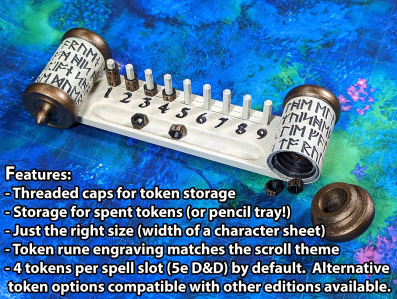 D&D Spell Slot Tracker Scroll Themed Dungeons and Dragons 5e/3.5/ADnD Accessory image 6