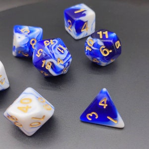 Blue Marble -  DnD Dice Set - Polyhedral Dice Set - D&D Dice - TTRPG Dice - Dungeons and Dragons