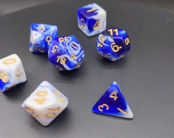 Blue Marble -  DnD Dice Set - Polyhedral Dice Set - D&D Dice - TTRPG Dice - Dungeons and Dragons