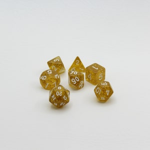 Gold Glitter DnD Dice Set - Polyhedral Dice Set - D&D Dice - TTRPG Dice - Dungeons and Dragons
