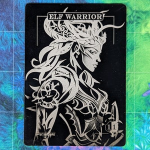 Elf Warrior Metal Token - 0.5mm Thick Aluminum Card - Full Art Token - Magic Tokens