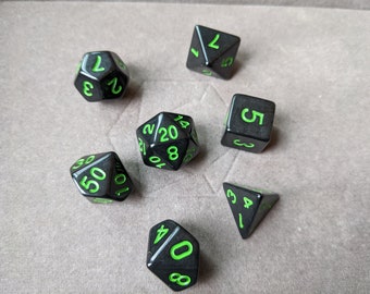 Neon Green and Black -  DnD Dice Set - Polyhedral Dice Set - D&D Dice - TTRPG Dice - Dungeons and Dragons