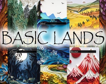 Basic Lands - Magic Proxies - Full Art Proxies - Paper Quilling Style