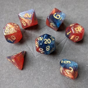 Butter Nebula Galaxy Set -  DnD Dice Set - Polyhedral Dice Set - D&D Dice - TTRPG Dice - Dungeons and Dragons