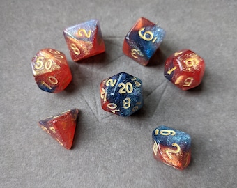Butter Nebula Galaxy Set -  DnD Dice Set - Polyhedral Dice Set - D&D Dice - TTRPG Dice - Dungeons and Dragons