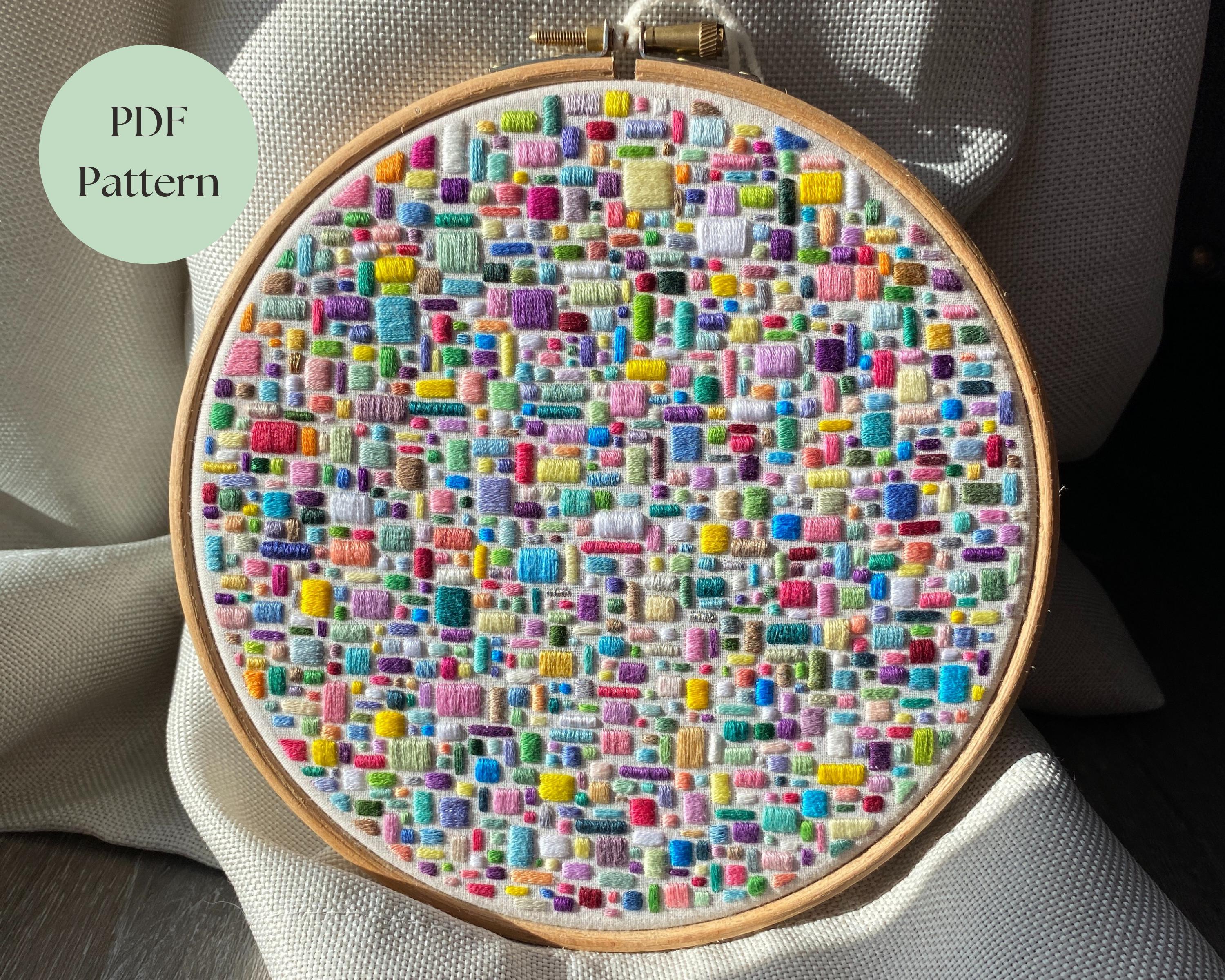 Squares Embroidery Pattern, Beginner Embroidery Pattern, Instant Digital Download PDF Pattern, DIY Embroidery, Beginner Friendly