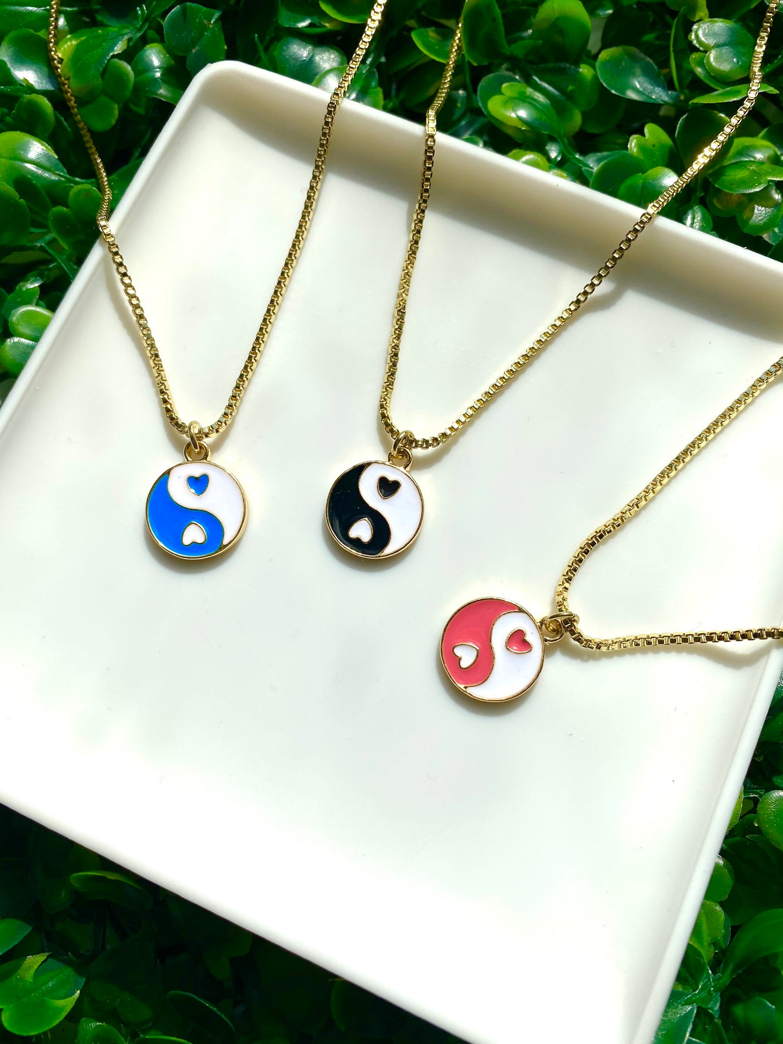 Collar colgante Ying yang chapado en oro de 24k cadena de Etsy