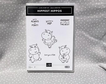 Retired SALE-A-BRATION 2022 Stampin Up! Stamp set Hippest Hippo, set of 7