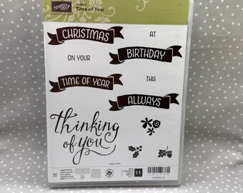 Time of Year stamp set, Retired Stampin Up, 11 Photopolymer stamps, Hostess