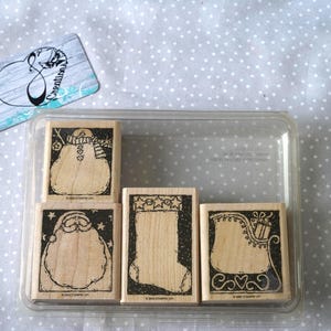 Retired Stampin Up, Holiday Woodcuts set of 4 stamps- Christmas Stamps- Missing 2 stamps for the set