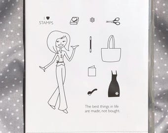 Retired Stampin Up! Tote-ally Tess Stamp set of 11