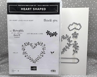 Retired SALE-A-BRATION Stampin Up! Heart Shaped Stamp/Dies Bundle, NEW