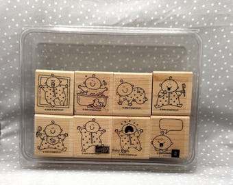 Baby Firsts stamp set year 2000, Retired Stampin Up, set of 8 stamps