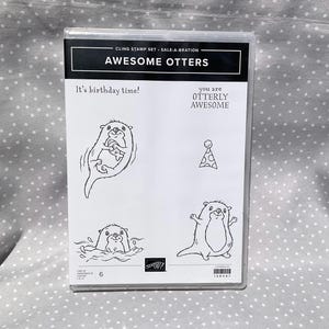 BRAND NEW Sale-a-bration Retired Stampin Up! Awesome Otters Stamp set of 6