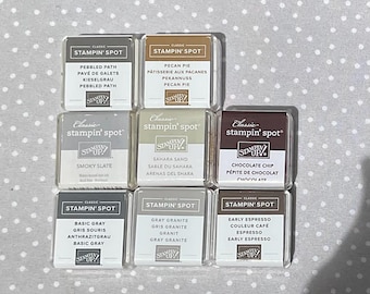 Classic Stampin Up Ink SPOTs, My Paper Pumpkin Spots, Early Espresso/Sahara Sand/Smoky Slate/Basic Gray/Pecan Pie/Gray Granite/Pebbled Path