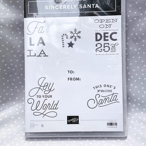 Sincerely Santa stamp set, Retired Stampin Up, set of 6 stamps