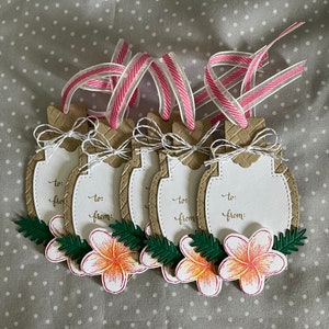 Present Decor, Tag for a Present/Gift, Stampin Up! Cute Plumeria Flower Tag, Pack of 5- To & From tag, Floral Gift Tag
