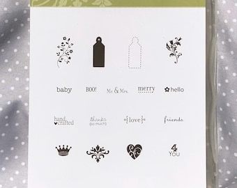 Retired Stampin Up! Tiny Tags Stamp set of 17