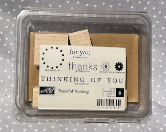 BRAND NEW vintage Thankful Thinking stamp set, Retired Stampin Up, set of 6 stamps