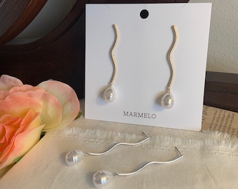 Sterling Silver Squiggly Curled Wire Streamer Threader Drop Dangle Earrings