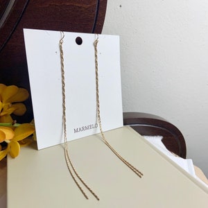 MARMELO / Hypoallergenic Twisted Long Drop earrings for woman / Elegant statement earrings / Gold Silver / Gift box