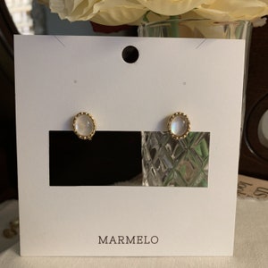 MARMELO / Edwardian Simple Gemstone stud earrings for woman / Vintage mood Non Pierced Clip on earrings with Gift box image 3