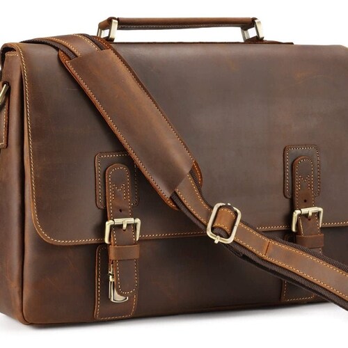 Custom Calgary Men's Leather Messenger Bag Etsy