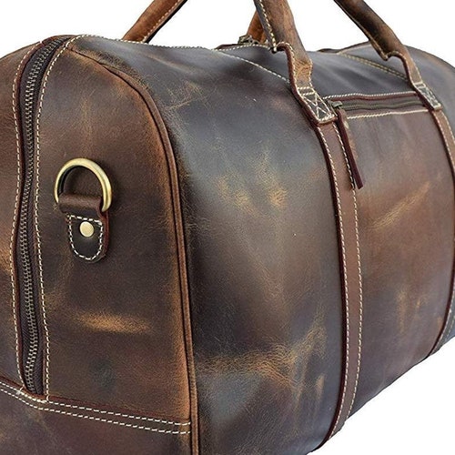 Leather Weekender Bag Men Leather Travel Bag Etsy