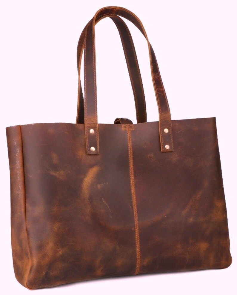 Large Leather Work Tote Bag Business Bag Women Large Leather Etsy
