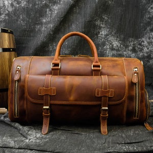 Leather Duffle Bag Large Travel Bag Mens Leather Weekend Bag - Etsy