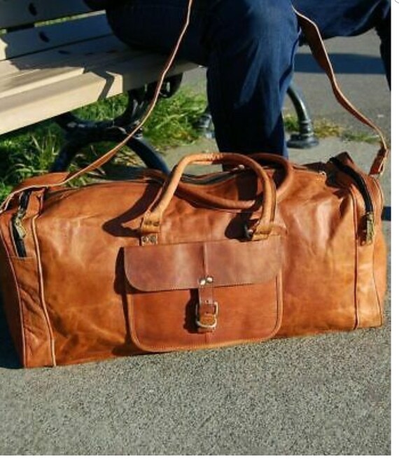 Personalized Leather Duffle Bag, Travel Weekender Bag, Vacation Duffel Bag,  Overnight Bag, Holdall