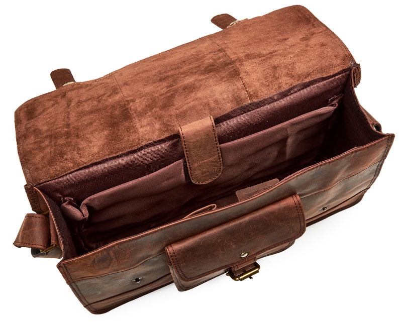 Full Grain Leather Messenger Bag Leather Briefcase Etsy