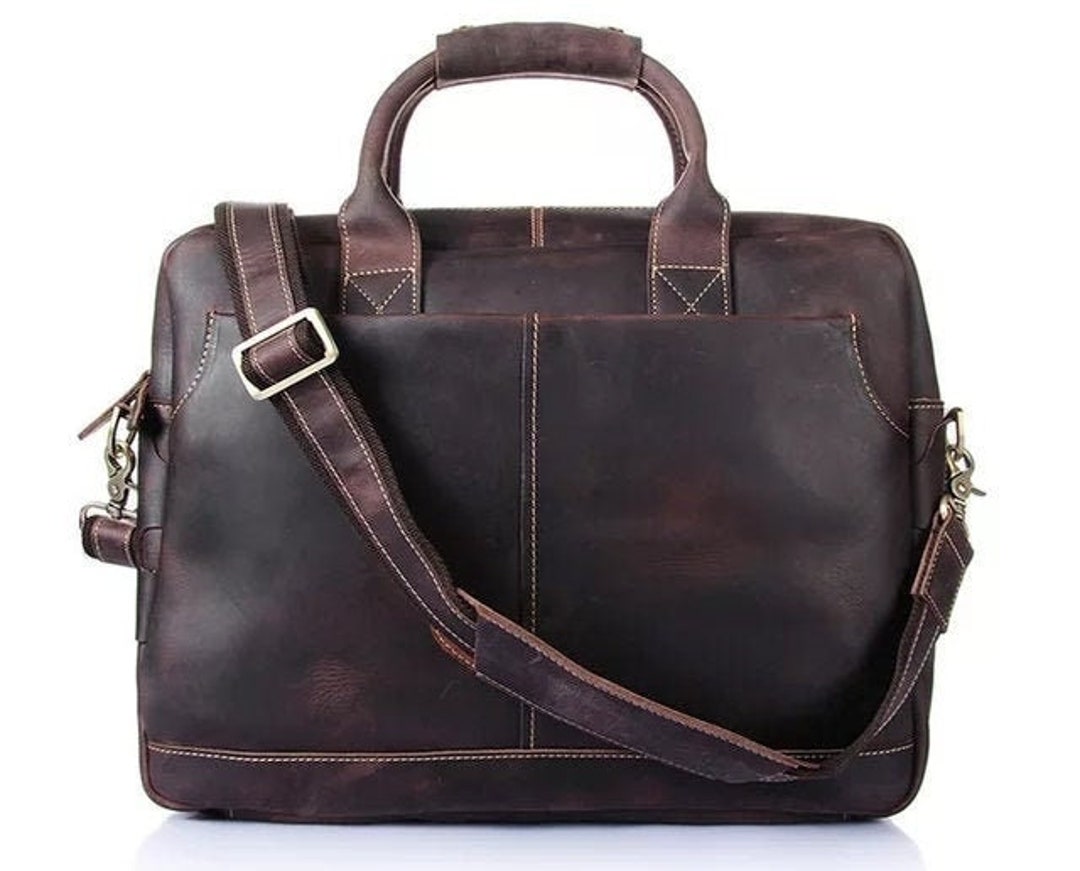 Personalized Handmade Vintage Leather Handbag Briefcase - Etsy