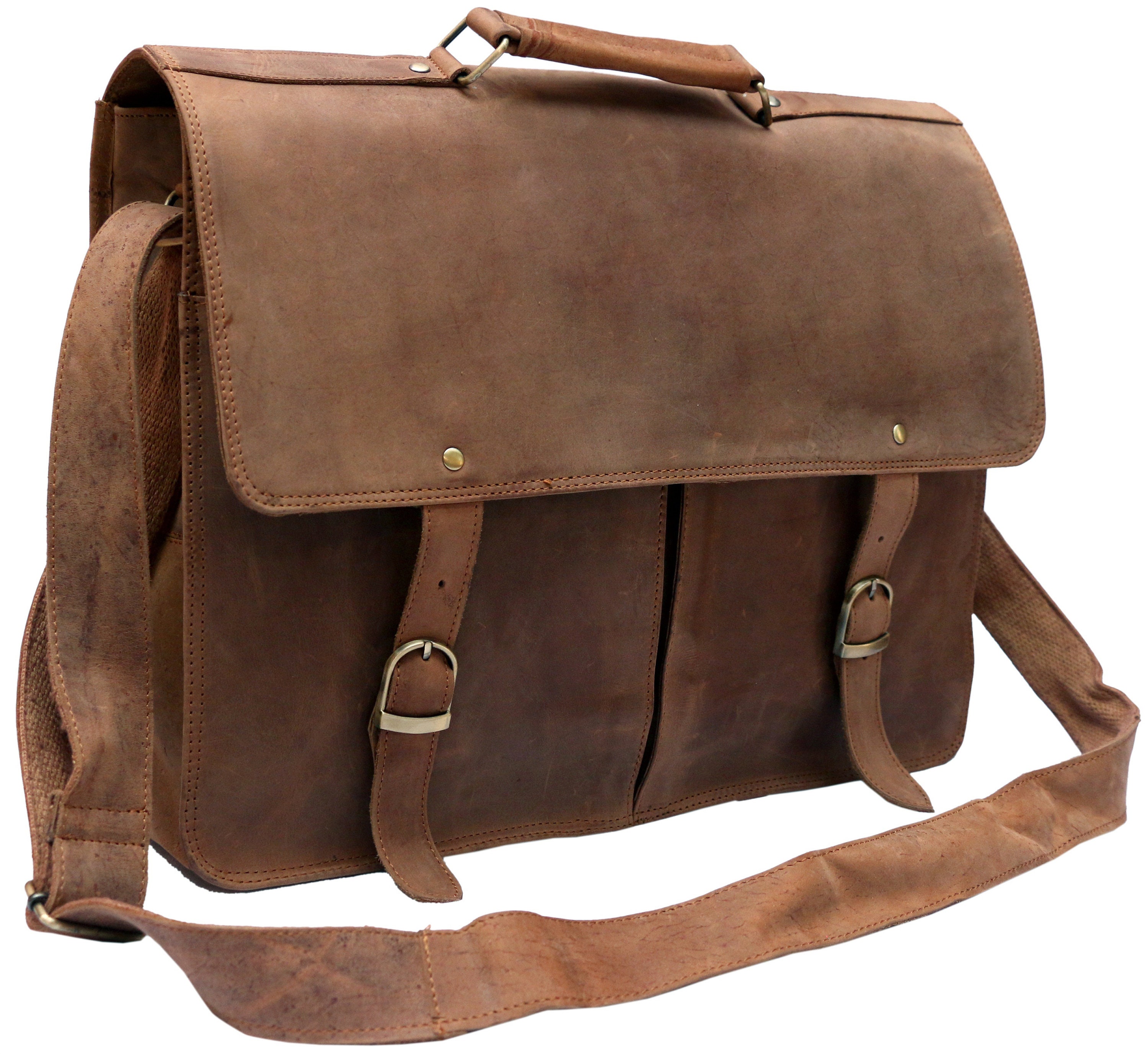 Men's Leather Messenger Briefcase Bag for Laptops - Vintage Satchel – The  Real Leather Company