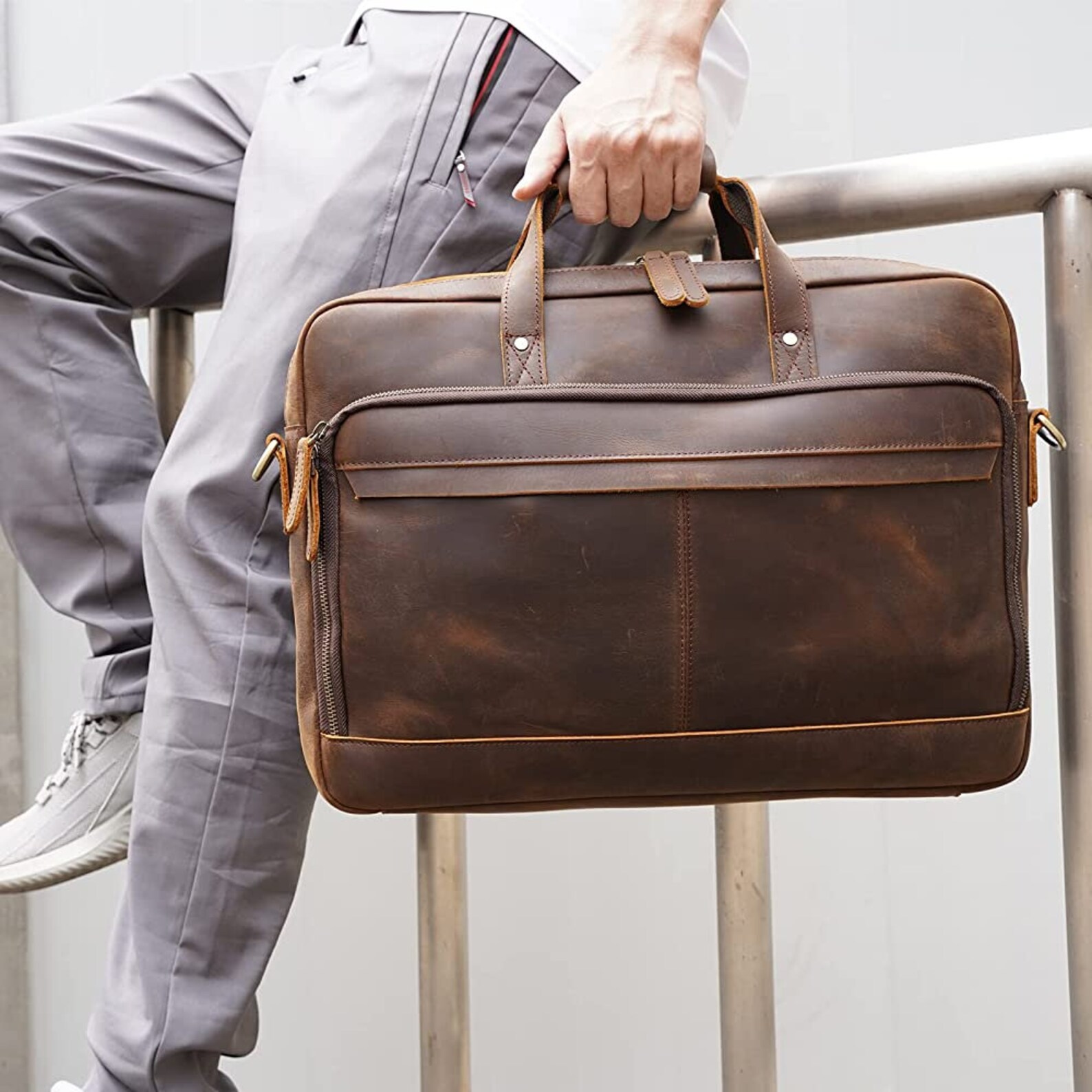 Leather Briefcases 18 Inch Laptop Messenger Bags for Men and - Etsy