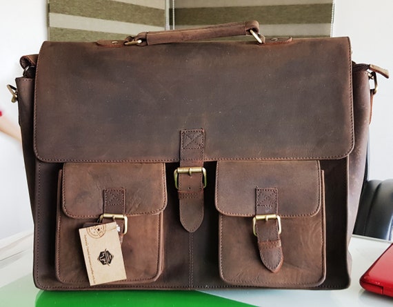 Leather Laptop Bag mens leather Messenger Bag men Handmade | Etsy