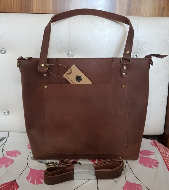 monogrammed leather tote