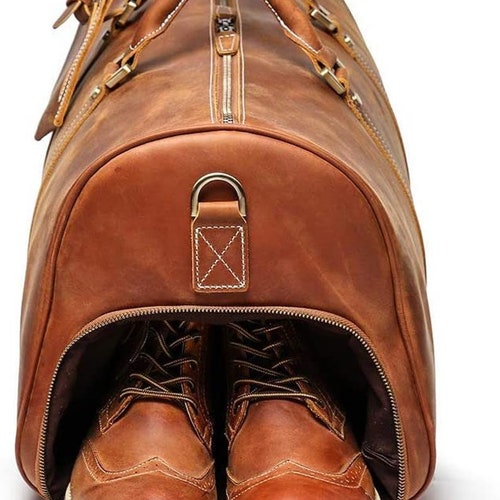 Lifetime Warranty Leather Duffle Bag Large Weekend Bag Etsy