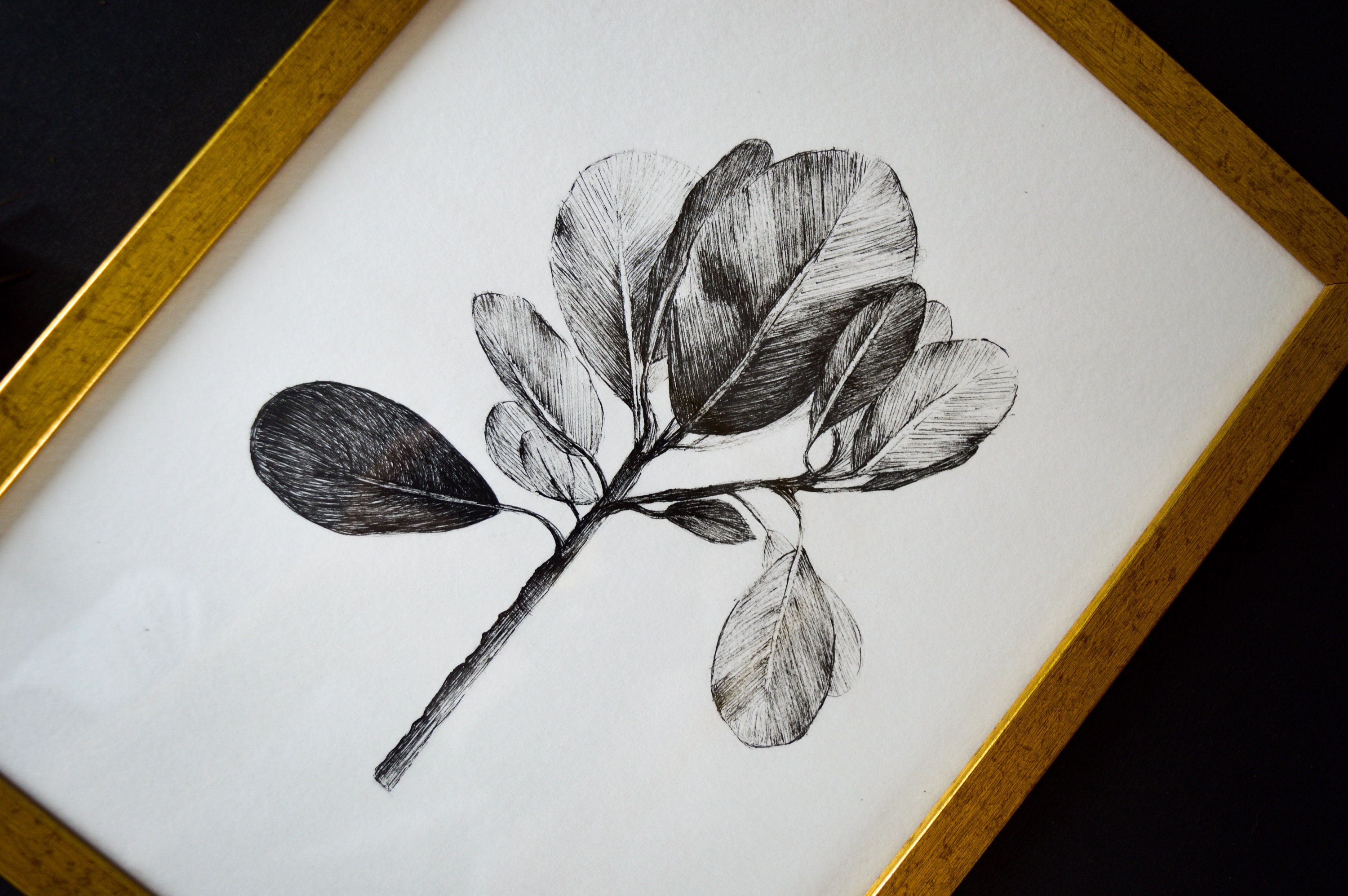 Original Leaf Painting Ink Drawing on Paper Artwork for - Etsy UK