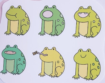 Cute Frog Stickers, Waterproof Vinyl - Handmade Bullet Journal Stickers