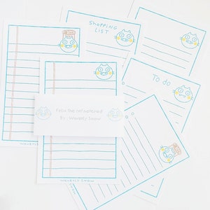 Felix the cat notepads. Cute cat notepads. To do, shopping list, notes, reminder, notepad. Notebook style notepad. Handmade notepad.