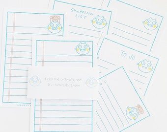 Katten Felix Anteckningsblock, Handgjort Skrivbordsmaterial, Illustration