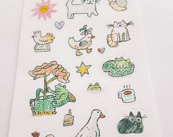 Handmade Doodle Stickers: Waterproof Matte & Transparent Vinyl